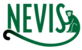 Logo of Nevis with a monkey to the side.